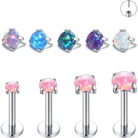 1PCS Titanium Threadless Labret Monore Piercings Opal White Opal Blue Claw Push-in Stud Earrings Tragus Helix Piercing Jewelry
