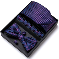 Nice Handmade Bow Tie Handkerchief Pocket Squares Cufflink Set Necktie Box Paisley Sliver Fit Workplace