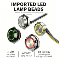 FILN Ultra-thin Metal LED Switch Waterproof Push Button W/ Harness 12V 24V 110V 220V for Auto Marine Industrial