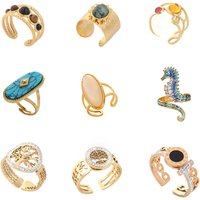 Fashion Simple Geometric Open Stainless Steel Rings for Women Accessories Trendy Wide Gold Color Ring Party Prom Jewelry Gift