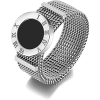 ZooMango Original Design Roman Numeral Network Chain Rings Titanium Stainless Steel Black Acrylic Wedding Ring For Women ZR20092