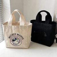 Disney Large Capacity Canva Bag Summer Casual Tote Bag Women One Shoulder Bag Portable Shopping Bag Girl Cartoon Mickey Tote