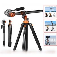 K&F CONCEPT 91 inch/2.3m Fluid Head Transverse Tripod Center Column Horizontal Tripod for Nikon Canon Sony Leica Fujifilm Camera