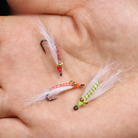 Bimoo 6PCS 8# 10# 12# Crazy Charlie Ice Dubbing Nymph Flies Barbed Hook Fast Sinking Fly Fishing Lure Bait UV Green Orange Red