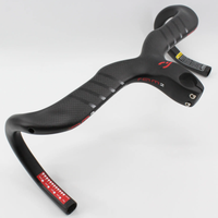 AliExpress NONE Newest Black line decals Racing Road bike Matt 3K full carbon fibre bicycle handlebar and stem integrated Bent bar new