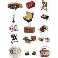 Miniature Sewing Accessories Mini Needle and Thread Storage Box Needle Scissors Kit Dollhouse Decor Kids Gift Doll Accessories