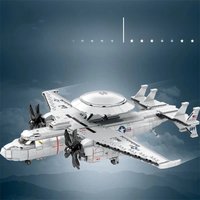 1144PCS E2 Early Warning Aircraft Building Blocks Military Air Force Fighter Plane Model Bricks Desktop Ornaments Kids Toys Gift