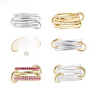 New Iced Out Round AAA Zircon Multi Color Link Chain Rings Women Jewelry Gold Color Designer T Show Club Cocktail Party