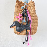Handmade Keychain Woven Rope Sausage Dog Bag Pendant Car Phone Accessory Christmas Couple Girl Gift