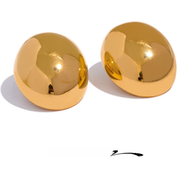 Yhpup Big Oval Geometric Stainless Steel Gold Color 18k Plated Waterproof Fashion Charm Stud Earrings Large Ear Jewelry Women