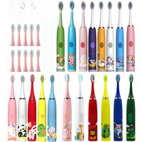 Children Clean Electric Toothbrush Cartoon Kids With Replacement Head Ultrasonic IPX7 Waterproof Rechargeable Sonic Toothbrush