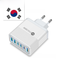 Korean Plug 55W Fast Charging Charger 6Ports USB Type C Wall Charger For Samsung A23 S23 iPhone 14 pro max Xiaomi KR Charger