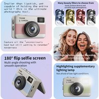 68MP Mini Digital Camera Portable HD Thumb Camera Flip Screen CCD Camera CMOS anti-shake One-Key Vlogging Camera for Kid Student