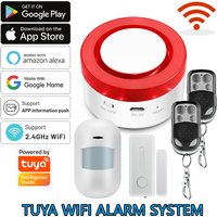 WiFi Tuya System alarmowy w domu 120DB bezprzewodowa syrena WIFI 433MHz antywłamaniowy Alarm bezpieczeństwa inteligentne życie kontrola aplikacji bezprzewodowy alarm domowy
