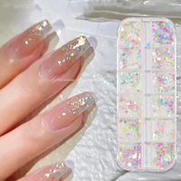 Misscheering 12 Grids/Box Mermaid Fantasy Glitter Sequins Nail Sequin Ornament Sparkling Glitter Sets DIY Nail Art Decoration