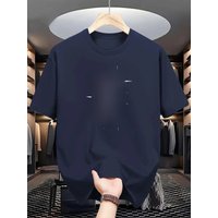 Men's summer 100 cotton fashionable casual loose plus size graphic line printed sports round neck short sleeved T-shirt top