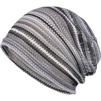 Soft Breathable Beanie Hats Striped Patterned Openwork Breathable Knit Hat for Outdoor Summer Vacations