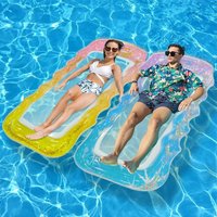 1PC Inflatable Gradient Wave Mesh Lounge Chair, Floating Pvc Adult Water Leisure Hammock Suitable For Swimming Parties