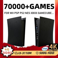 Retro Game Console BS5 60+Emulators 500GB Batocera I3-3110M 70000+Games For Wii PS2 PSP GameCube N64 Wireless handle 4K HD TVBox