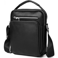 SCHLATUM Genuine Leather Men Crossbody Shoulder Bag Cowhide Black Messenger Bag for iPad Big Size Men's Handbags Casual Business