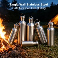 350-2000ml Stainless Steel Water Bottle Single Wall Metal Bottle for Camping Hiking Cycling Outdoor Sports Reusable Bottle