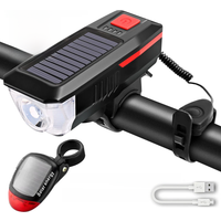 AliExpress cycle zone Solar Bicycle Front Light with Horn MTB Bike Solar Energy Tail Light USB Charging Bike Front Rear Light Set for Cycling Safety