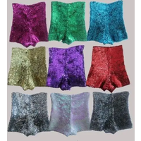 Lady Stretch Silver High Waist Full Sequins Shorts Shiny Glitter Dance Pants