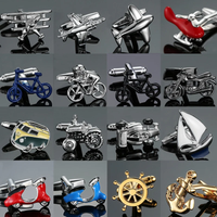 AliExpress XKZM auspicious As high quality men's Cufflinks brand new boat anchor racing bicycle aircraft Cufflinks men's Wedding Shirt badge pin gift