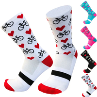 AliExpress NONE New Professional Sport Pro Cycling Socks Men Women Compression Road Bicycle Socks Mountain Bike Socks Racing Socks Heart Pattern