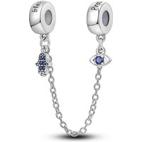 925 Sterling Silver Devil's Eye Guardian Palm Safety Chain Charms Jewellery Fit Original 925 Bracelet For Women DIY Gift