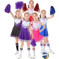 Girl Cheerleading Uniform Dance Costume Children's Sleeveless Letters Printed Dress with Socks Cheering Flower