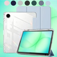 Clear Acrylic Hard Case Anti-Yellow Cover with Pencil Holder for Samsung Galaxy Tab A8 A9 A11 S9 S10 FE Plus S10 Lite S6 Lite