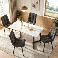 46x44x86cm dining chair, a set of 4, upholstered chair, lounge chair, with backrest, metal leg, kitchen chair, velvet, dark gray