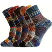 5 pairs of men's autumn and winter warm wool socks with vertical stripes and thickened socks