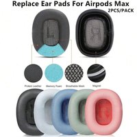 2PCS Protein Leather Ear Pads Cushion For Airpods Max Soft Breathable Comfort Replacement Headphone Covers Multi Colors