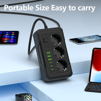 2026 New EU Power Strip 9-in-1 Extension Cord,3 Schuko AC+3USB-A+3Type-C,Main Safety Switch Childproof for Home Bedroom Office D