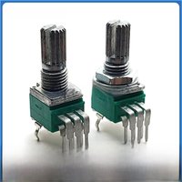 5PCS RV0972G RK097 Vertical Duplex Potentiometer B5K B10K B20K B50K B100K Flower Shaft Length 15MM Bent Foot 6-Pin