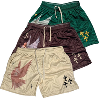 Y2K Christian Angel Cross Print Gym Shorts for Men Active Track Shorts with Pockets Athletic Workout Training Running Jogging