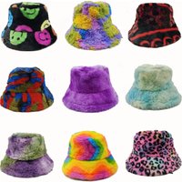 Bucket hat new winter basin hat tie-dye lamb wool trend female thickened fisherman hat autumn and winter кепка женская