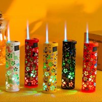 New Cute Pattern Colorful Light Inflatable Lighter Metal Windproof Blue Flame Direct Spray Portable Cigarette Lighter