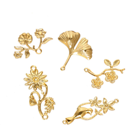 20Pcs Stainless Steel Flowers Leaf Texture Flake Charms DIY Jewelry Making Connector Earrings Necklace Findings