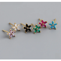 WOOZU 925 Sterling Silver Classic Green Zircon Cute Flower Stud Earrings for Women Party Unique High Quality Jewelry Accessories
