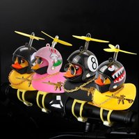AliExpress NONE Rubber Duck Toy Car Ornaments Yellow Duck Car Dashboard Decorations Squeeze Duck Bicycle Horns With Gold Gun Propeller Helmet