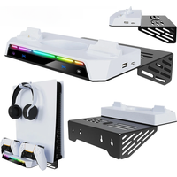 Wall Mount Kit & Charging Station W/ Headset Holder Metal Wall Hanging Charger Stand for PS5 and PS5 Slim Disc & Digital Version