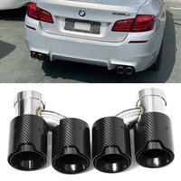 1 Pair Dual Out Exhaust Muffler Tips Nozzle 66mm For BMW 5 Series F10 F11 535i 535d M5 Look Carbon Fiber End Pipe Tailpipe