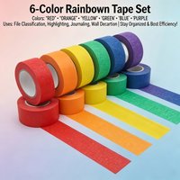 6 Rolls Colorful Painter Tape Removable No Residue Multi Purpose Art Tape for Crafts Painting Scrapbooking School DIY Decor