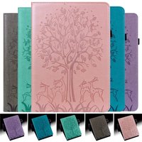 For iPad 10th 9th 8th 7th 6th Gen Case Embossed Tree Deer Flip Tablet Case for Funda iPad 10.2 9.7 Air 1 2 iPad 10 9 8 7 6 Case