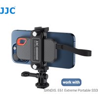 JJC 2-in-1 Smartphone Clamp Portable SSD Holder Metal Phone Clamp Tripod Mount Adapter W Cold Shoe Mount Supports 360°rotation