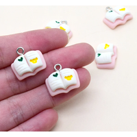 20pcs Mini Pink Book Resin Charms Cartoon Stationery Pendant For Earring Pencil Chain Decor Accessory Diy Cute Jewelry Make