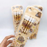 12pcs Cute Cartoon Capybara HB Pencils Stationery Set With Pencil Sharpener School Students Stationery Gift